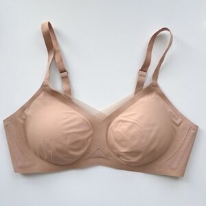 Honeylove Crossover Bra Sand Womens Large 38B/C Wireless Mesh Seamless